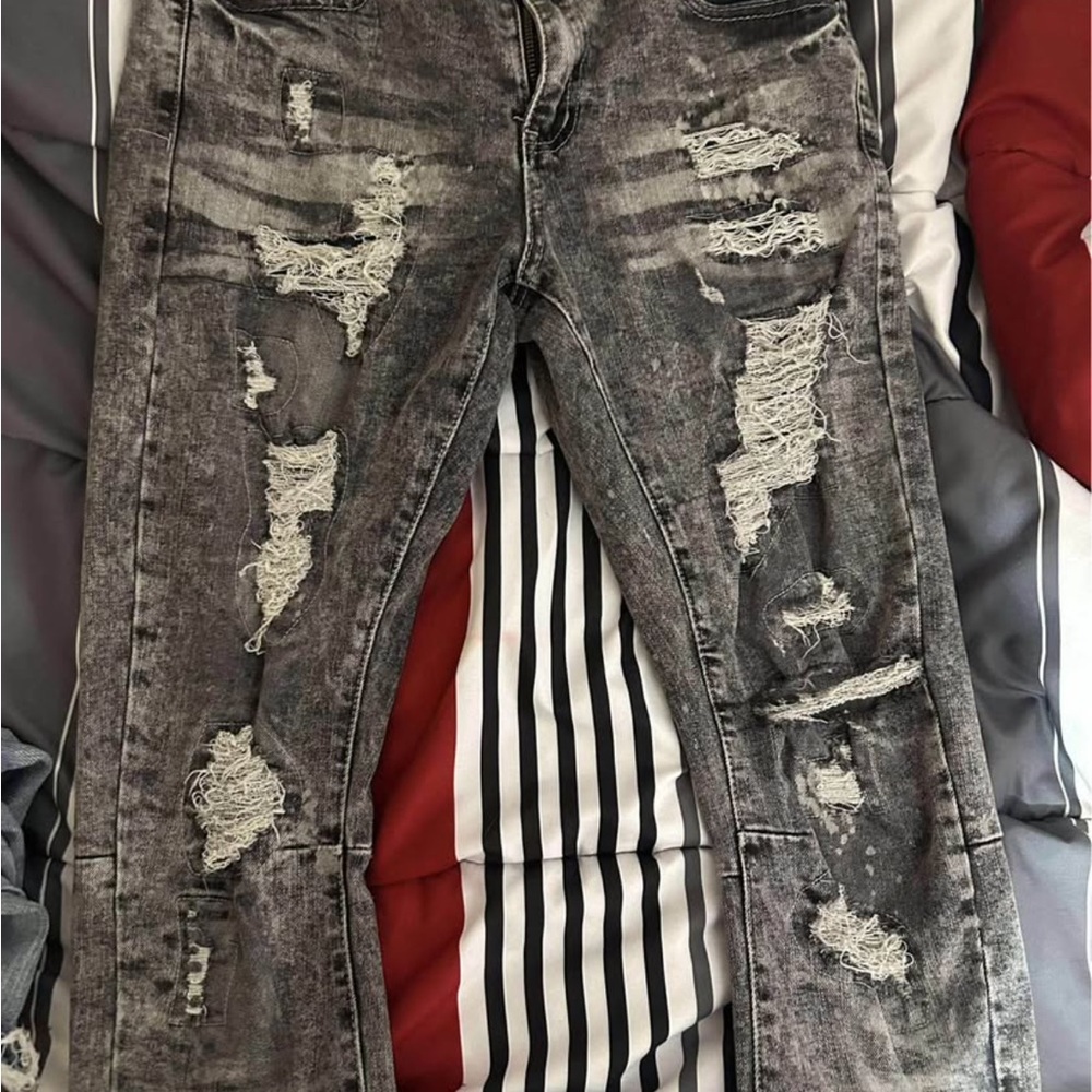 Rue21 Charcoal Distressed Skinny Jeans